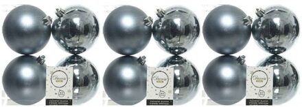 Decoris 12x Kunststof kerstballen glanzend/mat grijsblauw 10 cm kerstboom versiering/decoratie - Kerstbal