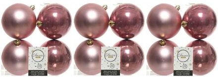 Decoris 12x Kunststof kerstballen glanzend/mat oud roze 10 cm kerstboom versiering/decoratie - Kerstbal