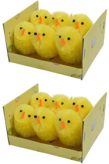 Decoris 12x stuks gele paaskuikentjes 4 cm Geel