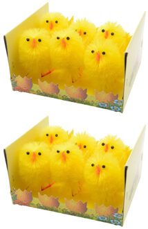 Decoris 12x stuks gele paaskuikentjes 6,5 cm