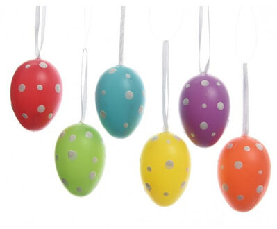 Decoris 12x stuks Pasen decoratie paaseieren 6 cm diverse kleuren Multi