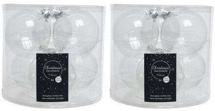 Decoris 12x Transparante kerstversiering kerstballenset glas 8 cm