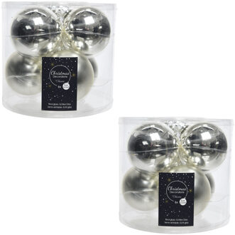 Decoris 12x Zilveren glazen kerstballen 8 cm glans en mat - Kerstbal Zilverkleurig