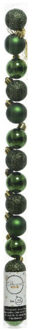 Decoris 14x Kleine donkergroene kunststof kerstballen 3 cm