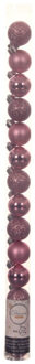 Decoris 14x stuks kleine kunststof kerstballen lippenstift roze 3 cm