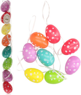 Decoris 16x Pasen decoratie paaseieren gekleurd met stippen 5 cm