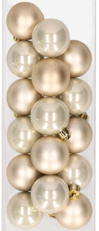 Decoris 16x stuks kunststof kerstballen champagne 4 cm - Kerstbal Champagnekleurig