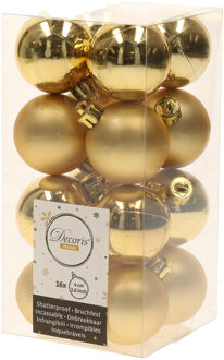 Decoris 16x stuks kunststof kerstballen goud 4 cm - Kerstbal Goudkleurig