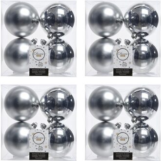 Decoris 16x Zilveren kerstballen 10 cm kunststof mat/glans