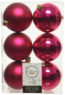 Decoris 18x Bessen roze kunststof kerstballen 8 cm - Mat/glans - Onbreekbare plastic kerstballen - Kerstboomversiering bessen roze