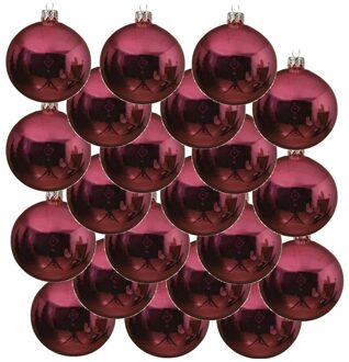 Decoris 18x Glazen kerstballen glans kerst rood 6 cm kerstboom versiering/decoratie - Kerstbal