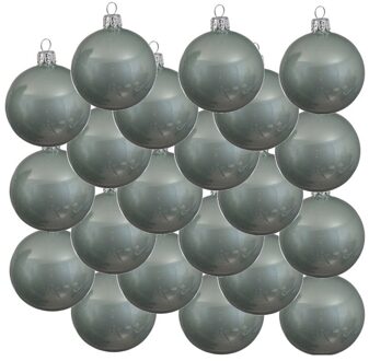 Decoris 18x Glazen kerstballen glans mintgroen 8 cm kerstboom versiering/decoratie - Kerstbal