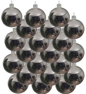 Decoris 18x Glazen kerstballen glans zilver 8 cm kerstboom versiering/decoratie - Kerstbal Zilverkleurig