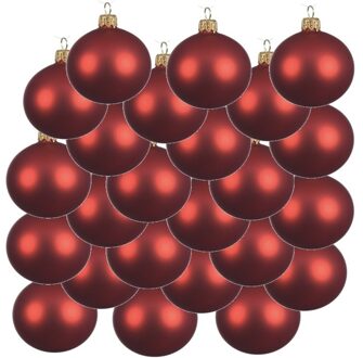 Decoris 18x Glazen kerstballen mat kerst rood 6 cm kerstboom versiering/decoratie - Kerstbal