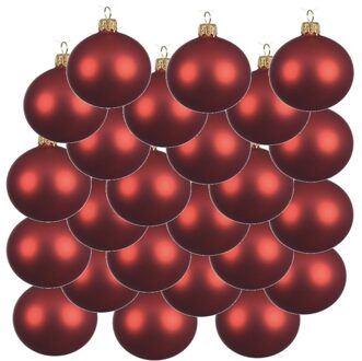 Decoris 18x Glazen kerstballen mat kerst rood 8 cm kerstboom versiering/decoratie - Kerstbal