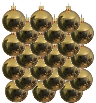 Decoris 18x Gouden glazen kerstballen 8 cm glans