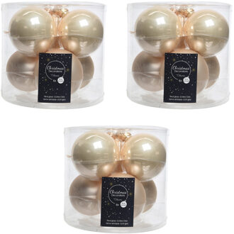 Decoris 18x Licht parel/champagne glazen kerstballen 8 cm glans en mat