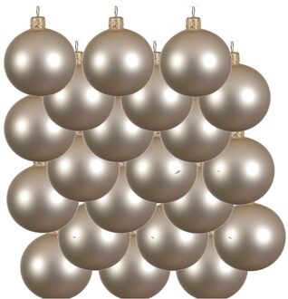 Decoris 18x Licht parel/champagne glazen kerstballen 8 cm mat