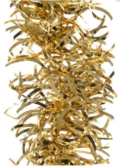 Decoris 1x Gouden golf kerstslingers 10 cm breed x 270 cm kerstversiering