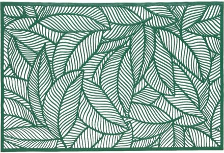 Decoris 1x Groene placemats met bladeren print 30 x 45 cm bohemian/modern chique/urban garden woonstijl