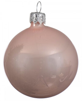 Decoris 1x Grote glazen kerstballen blush roze 15 cm