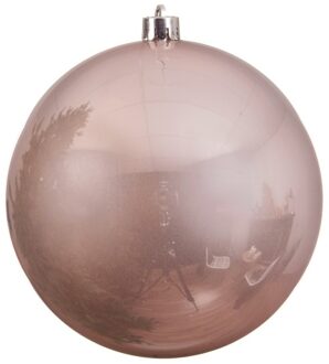 Decoris 1x Grote lichtroze kerstballen van 14 cm glans van kunststof - Kerstbal