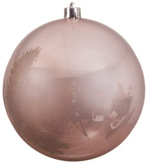 Decoris 1x Grote lichtroze kerstballen van 14 cm glans van kunststof