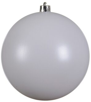 Decoris 1x Grote winter witte kerstballen van 14 cm mat van kunststof - Kerstbal