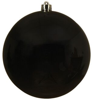 Decoris 1x Grote zwarte kerstballen van 14 cm glans van kunststof