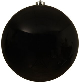 Decoris 1x Grote zwarte kerstballen van 20 cm glans van kunststof