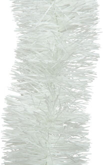 Decoris 1x Kerst lametta guirlandes winter wit 10 cm breed x 270 cm kerstboom versiering/decoratie