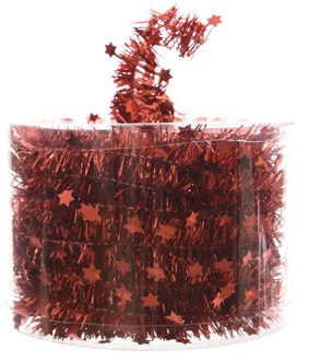 Decoris 1x Kerstboom sterren folie slingers rood 700 cm