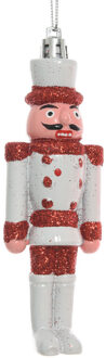 Decoris 1x Kersthangers notenkrakers poppetjes/soldaten wit/rood 12,5 cm