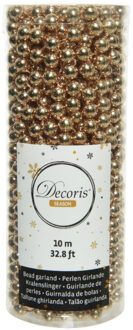 Decoris 1x stuks kerstboom kralenslingers kaneel bruin 10 meter kerstslingers