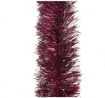 Decoris 1x stuks kerstboom slingers/lametta guirlandes framboos roze (magnolia) 270 x 10 cm - Kerstslingers