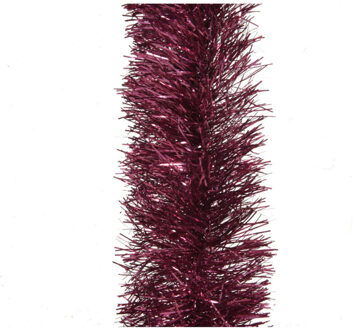Decoris 1x stuks kerstboom slingers/lametta guirlandes framboos roze (magnolia) 270 x 10 cm