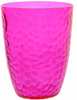 Decoris 1x stuks kunststof bekers roze 20 cl - Feestbekertjes