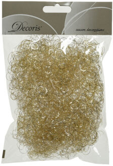 Decoris 1x zakjes synthetisch engelenhaar champagne 2 x 13,5 x 20 cm kerstversiering - Kersthangers Champagnekleurig