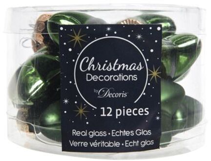 Decoris 2 stuks 12 Glazen sterren 40 mm dennen groen