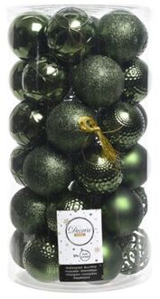 Decoris 2 stuks Kerstbal glans mix dia6cm dennen groen