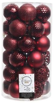 Decoris 2 stuks Kerstbal glans mix dia6cm ossenbloed Rood