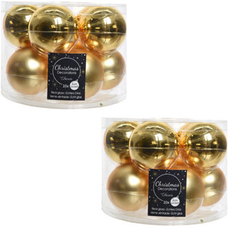 Decoris 20x Gouden glazen kerstballen 6 cm - glans en mat - Glans/glanzende - Kerstboomversiering goud