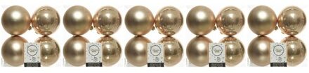 Decoris 20x Kunststof kerstballen glanzend/mat donker parel/champagne 10 cm kerstboom versiering/decoratie - Kerstbal Champagnekleurig