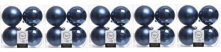 Decoris 20x Kunststof kerstballen glanzend/mat donkerblauw 10 cm kerstboom versiering/decoratie - Kerstbal