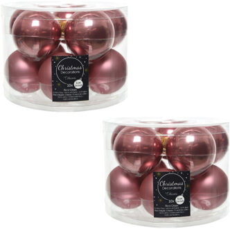 Decoris 20x Oud roze glazen kerstballen 6 cm glans en mat - Kerstbal