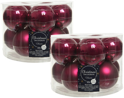 Decoris 20x stuks glazen kerstballen framboos roze (magnolia) 6 cm mat/glans - Kerstbal