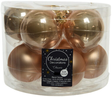 Decoris 20x stuks glazen kerstballen toffee bruin 6 cm mat/glans