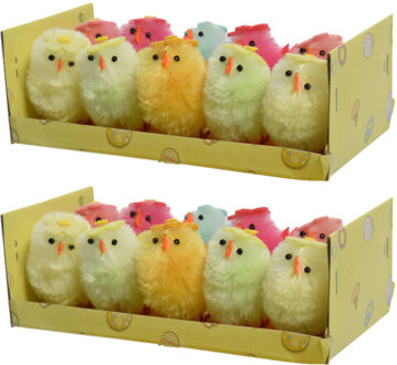 Decoris 20x stuks paaskuikentjes met bloem - 5 cm