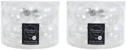 Decoris 20x Transparante kerstversiering kerstballen glas 6 cm