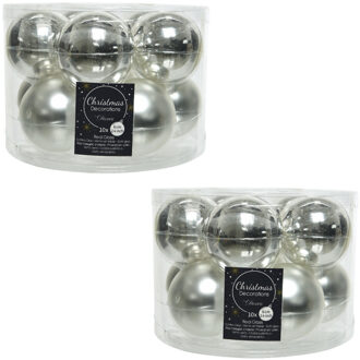 Decoris 20x Zilveren glazen kerstballen 6 cm glans en mat